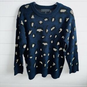 Kendall + Kylie Blue Animal Print Crewneck‎ Sweater Size M